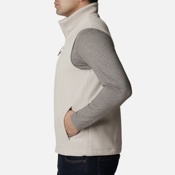COLUMBIA BEIGE SLEEVELESS FAST TREK FLEECE POCKET VEST - Picture 2 of 4